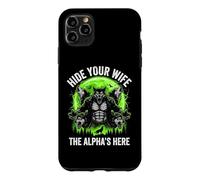 Custodia per iPhone 11 Pro Max Nascondi tua moglie (The Alpha's Here) - Funny Wolf Meme Guys Men