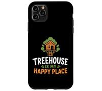 Custodia per iPhone 11 Pro Max Nature tree house trees quote funny happy place treehouse