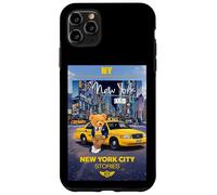 Custodia per iPhone 11 Pro Max New York City Stories with Teddy Bear Behind a Yellow Taxi