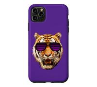 Custodia per iPhone 11 Pro Max Occhiali da sole viola a righe tigre per bambini, ragazzo, ragazza
