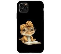Custodia per iPhone 11 Pro Max Occhiali rotondi per bambini con lucertola grafica per leggere libri aperti