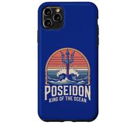 Custodia per iPhone 11 Pro Max Opera d'arte retrò Poseidon King of the Ocean Trident Waves