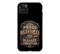 Custodia per iPhone 11 Pro Max Orgoglioso americano benedetto cristiano vintage patriottico