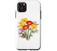 Custodia per iPhone 11 Pro Max Papaveri rossi e gialli e viole del pensiero Full Bloom Shapes Mania