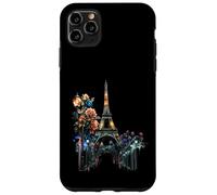 Custodia per iPhone 11 Pro Max Parigi Di Notte Fiori Lampioni Stradali E La Torre Eiff