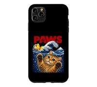 Custodia per iPhone 11 Pro Max PAWS Catzilla Cat vs Goldfish Funny Ocean Parodia