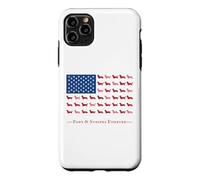 Custodia per iPhone 11 Pro Max Paws Stripes 4th July Flag Black Long Haired Dachshund Lover