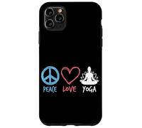 Custodia per iPhone 11 Pro Max Peace Love Yoga Meditazione Zen Retro Lotus