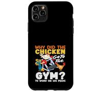 Custodia per iPhone 11 Pro Max Perché il pollo è andato in palestra Pecks divertente gioco di parole di allenamento