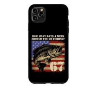 Custodia per iPhone 11 Pro Max Pesca Boy American USA Flag Bass Fish 67