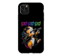 Custodia per iPhone 11 Pro Max Pew Pew Pew Divertente cavia Laser Blaster Cavy Animal Humor