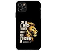 Custodia per iPhone 11 Pro Max Philippians 4:13 Religious Lion Strengthens Christian