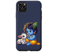 Custodia per iPhone 11 Pro Max Piccolo Krishna Gopal con vitello adorabile arte spirituale indù