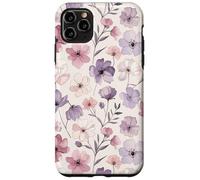Custodia per iPhone 11 Pro Max Pink Purple Flower Watercolour Floral Wildflower Cute