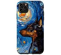 Custodia per iPhone 11 Pro Max Pinscher miniatura Starry Night Dog Min Pin Art by Aja