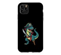 Custodia per iPhone 11 Pro Max Pirate Dinosaur T Rex - Costume pirata Buccaneer Jolly Roger