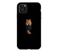 Custodia per iPhone 11 Pro Max Pocket Tabby Orange Colore Gatto Divertente Gatto Mamma Papà Amante Carino