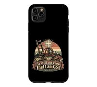 Custodia per iPhone 11 Pro Max Pompiere Cristiano Fede Croce Salmo 46:10