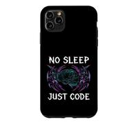 Custodia per iPhone 11 Pro Max Programmer Hacker No Sleep Just Code Cyberpunk Brain