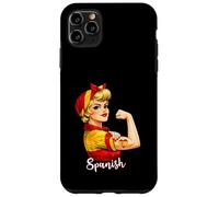 Custodia per iPhone 11 Pro Max Proud Strong Spanish Girl Woman Girlfriend Spain Flag
