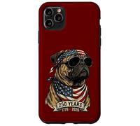 Custodia per iPhone 11 Pro Max Pug Bandiera Americana 250 Anni 1776-2026 Bicentenario USA Cane