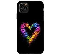 Custodia per iPhone 11 Pro Max Rainbow Paw Heart Colorful Dog & Cat Lover Pet Art