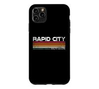 Custodia per iPhone 11 Pro Max Rapid City South Dakota, design retrò a righe, stile vintage