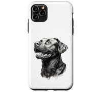 Custodia per iPhone 11 Pro Max Realistico Black Labrador Dog Sketch Art