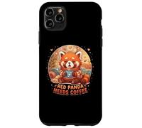 Custodia per iPhone 11 Pro Max Red panda needs Coffee Red Panda Girls Kids