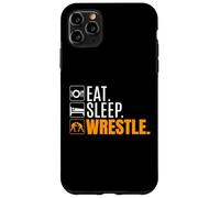 Custodia per iPhone 11 Pro Max Regalo con citazione "Eat Sleep Wrestle" per wrestler girl wrestling boy