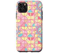 Custodia per iPhone 11 Pro Max Retro Pink and Yellow Geometric Floral Pattern Girly Pastel