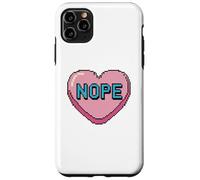 Custodia per iPhone 11 Pro Max Retro Pixel Art "NOPE" Cuore di conversazione grafica sarcastica
