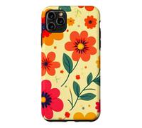 Custodia per iPhone 11 Pro Max Retro Vintage Motivo Floreale Arancione Boho Hippie Garden