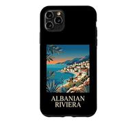 Custodia per iPhone 11 Pro Max Riviera Albanese Villaggio costiero Retro Travel Design