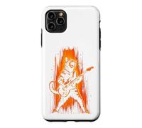 Custodia per iPhone 11 Pro Max Rock Cat che suona la chitarra elettrica Amante della musica