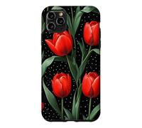 Custodia per iPhone 11 Pro Max Rose rosse Midnight Darkness Fiori Floreale
