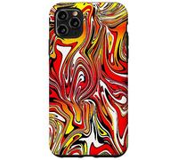 Custodia per iPhone 11 Pro Max Rosso Giallo Bianco Nero Fiamma Astratto Design Colorato
