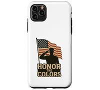 Custodia per iPhone 11 Pro Max Sagoma e bandiera patriottica 'Honor the Colors' Saluting