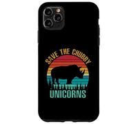 Custodia per iPhone 11 Pro Max Save the paffuto unicorni vintage divertente rinoceronte animale