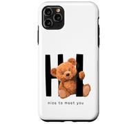 Custodia per iPhone 11 Pro Max Say Hi Nice to Meet You, Lovely Teddy Bear Graphic Designs