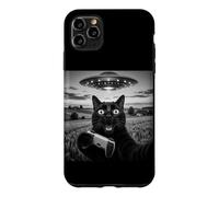 Custodia per iPhone 11 Pro Max Scared Black Cat UFO Selfie Gaming Console Divertente Videogioco