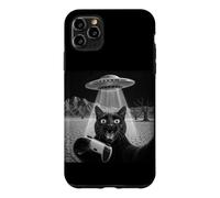 Custodia per iPhone 11 Pro Max Scared Black Cat UFO Selfie Gaming Console Divertente Videogioco
