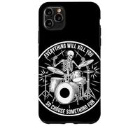 Custodia per iPhone 11 Pro Max Scheletro Drummer Everything Will Kill You Funny
