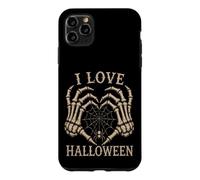Custodia per iPhone 11 Pro Max Scheletro Mani Cuore I Love Halloween Spider Costume