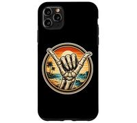Custodia per iPhone 11 Pro Max Scheletro Shaka gesto della mano Vintage Surfing Surfer Surf Fan