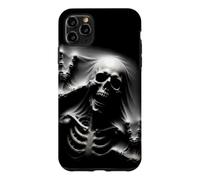 Custodia per iPhone 11 Pro Max Scheletro urlante gotico horror punk Hallowen teschi neri