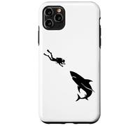 Custodia per iPhone 11 Pro Max Scuba Diver Shark Incontro Mare Esplorazione Ocean Life Diving
