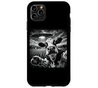 Custodia per iPhone 11 Pro Max Selfie divertente della mucca con UFO amante della mucca Alien UFO Believer