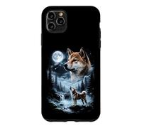 Custodia per iPhone 11 Pro Max Shiba Inu Howling to the Moon Retro 90's Dog