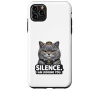 Custodia per iPhone 11 Pro Max Silence I Am Judging You Divertente Gatto Carino British Shorthair